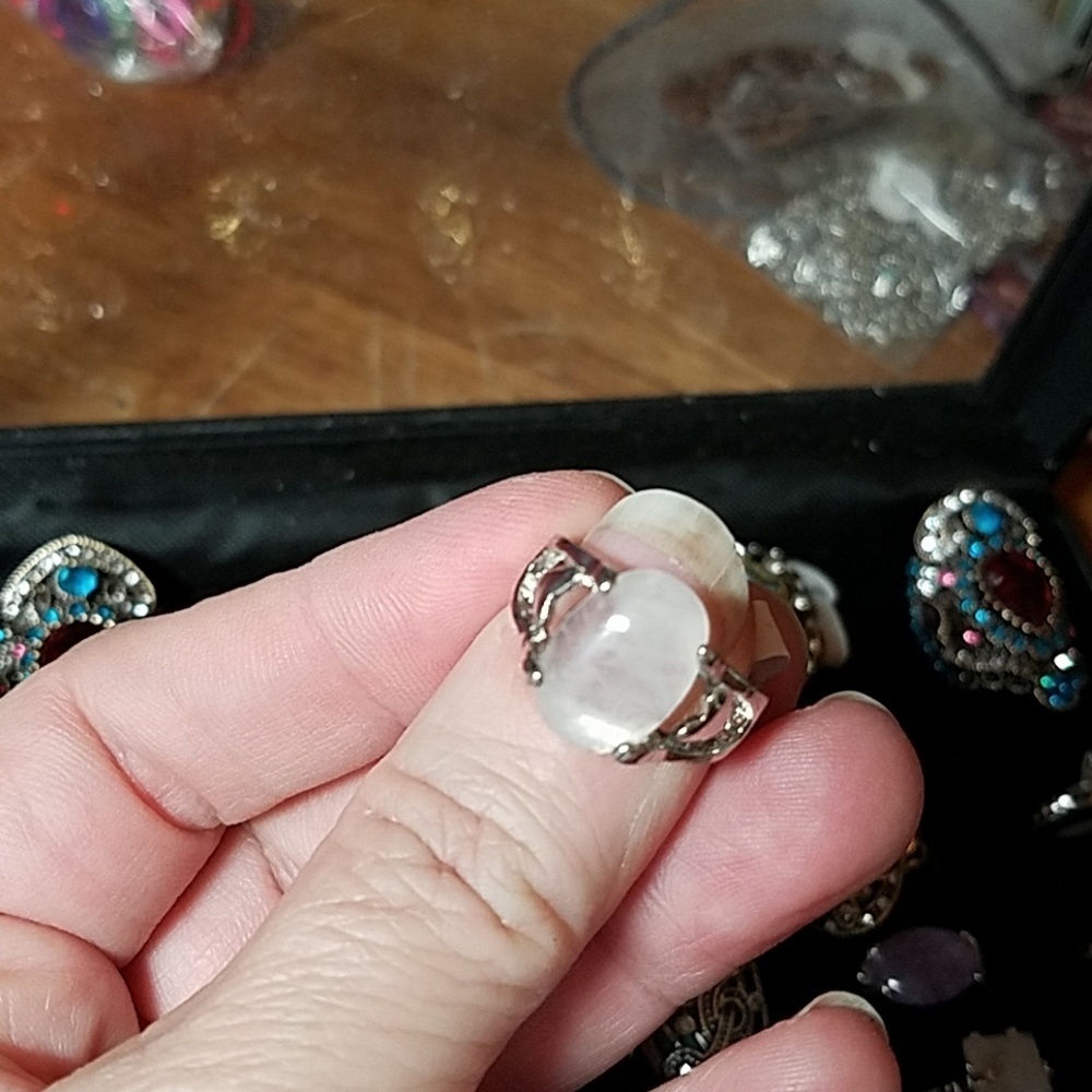 Gorgeous Stone Ring Size 7 White Marble Faux.